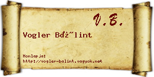 Vogler Bálint névjegykártya